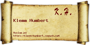Klemm Humbert névjegykártya
